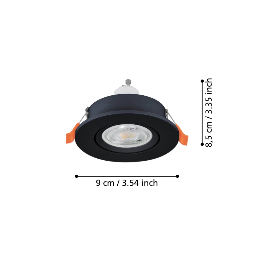 Eglo - LED Recessed Downlight 1xGU10/4.5W/230V Black