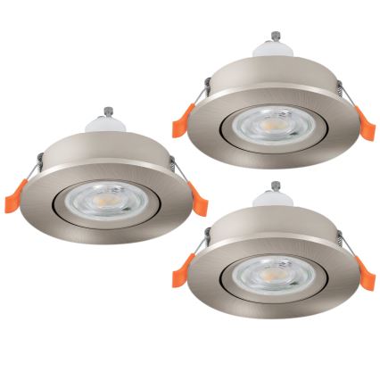 Eglo - Set of 3 LED recessed spotlights 1x GU10 / 4.5W / 230V matte chrome