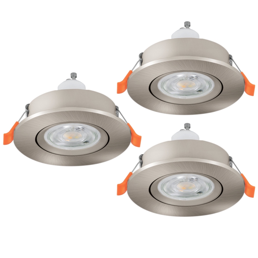 Eglo - Set of 3 LED recessed spotlights 1x GU10 / 4.5W / 230V matte chrome