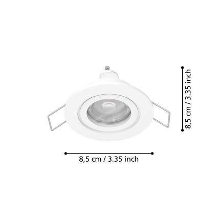 Eglo - LED bathroom recessed downlight 1x GU10/4.5W/230V IP44 white