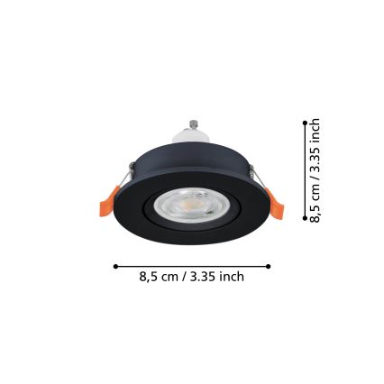 Eglo - LED Bathroom Recessed Spotlight 1xGU10/4,5W/230V IP44 Black