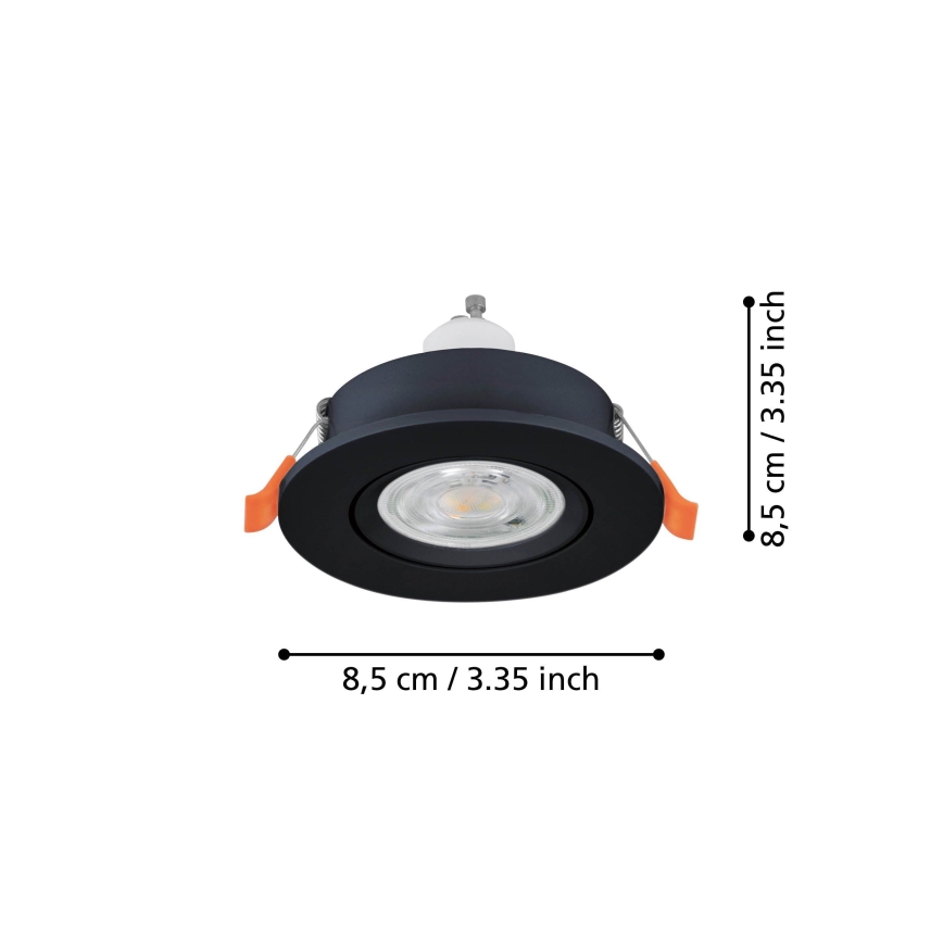 Eglo - LED Bathroom Recessed Spotlight 1xGU10/4,5W/230V IP44 Black