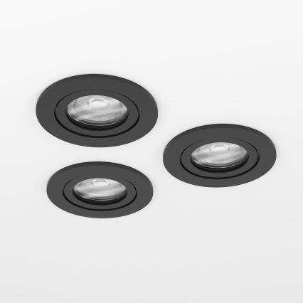 Eglo - Set of 3 LED Bathroom Recessed Spotlights 1x GU10/4.5W/230V IP44 Black