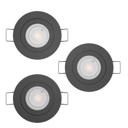 Eglo - Set of 3 LED Bathroom Recessed Spotlights 1x GU10/4.5W/230V IP44 Black