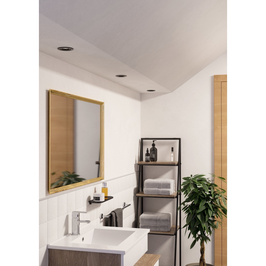 Eglo - Set of 3 LED Bathroom Recessed Spotlights 1x GU10/4.5W/230V IP44 Black