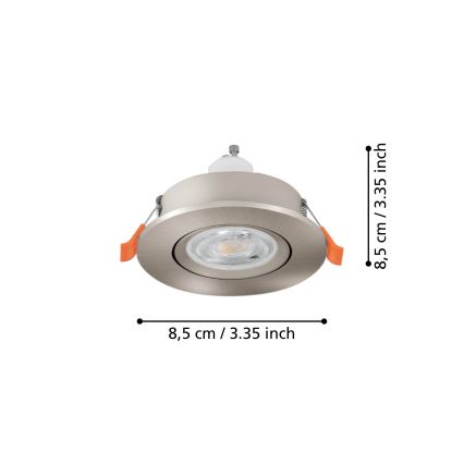 Eglo - LED Bathroom Recessed Spotlight 1xGU10/4,5W/230V IP44 Matte Chrome