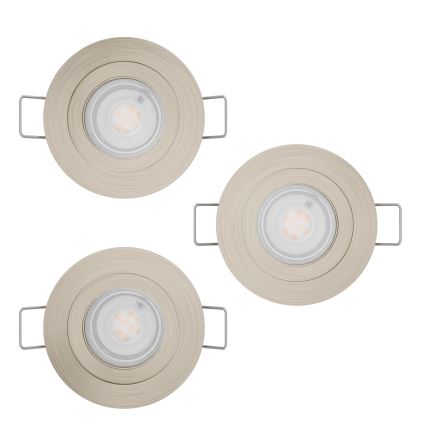 Eglo - Set of 3 LED bathroom recessed spotlights 1xGU10/4,5W/230V IP44 matte chrome