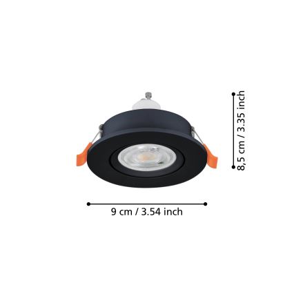Eglo - LED Recessed Spotlight 1xGU10/4.5W/230V Black