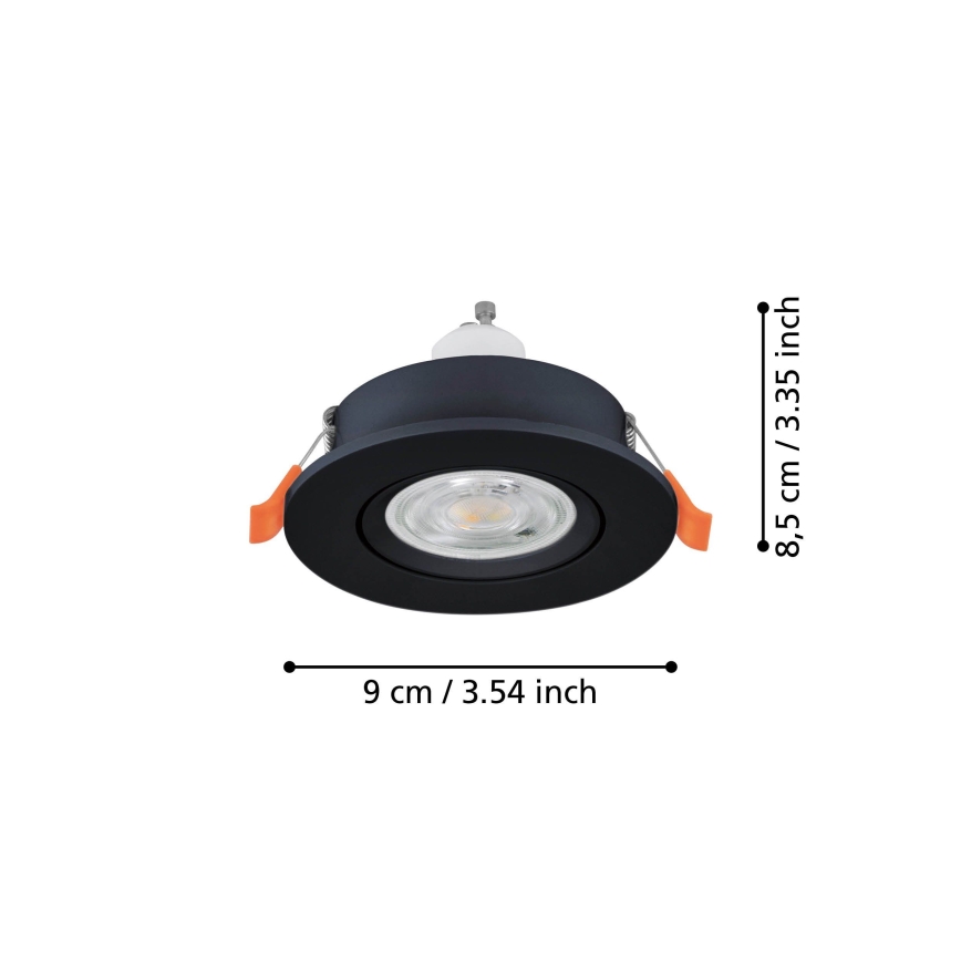 Eglo - LED Recessed Spotlight 1xGU10/4.5W/230V Black