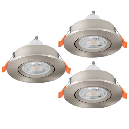 Eglo - Set of 3 LED recessed spotlights, 1x GU10/4.5W/230V, matte chrome