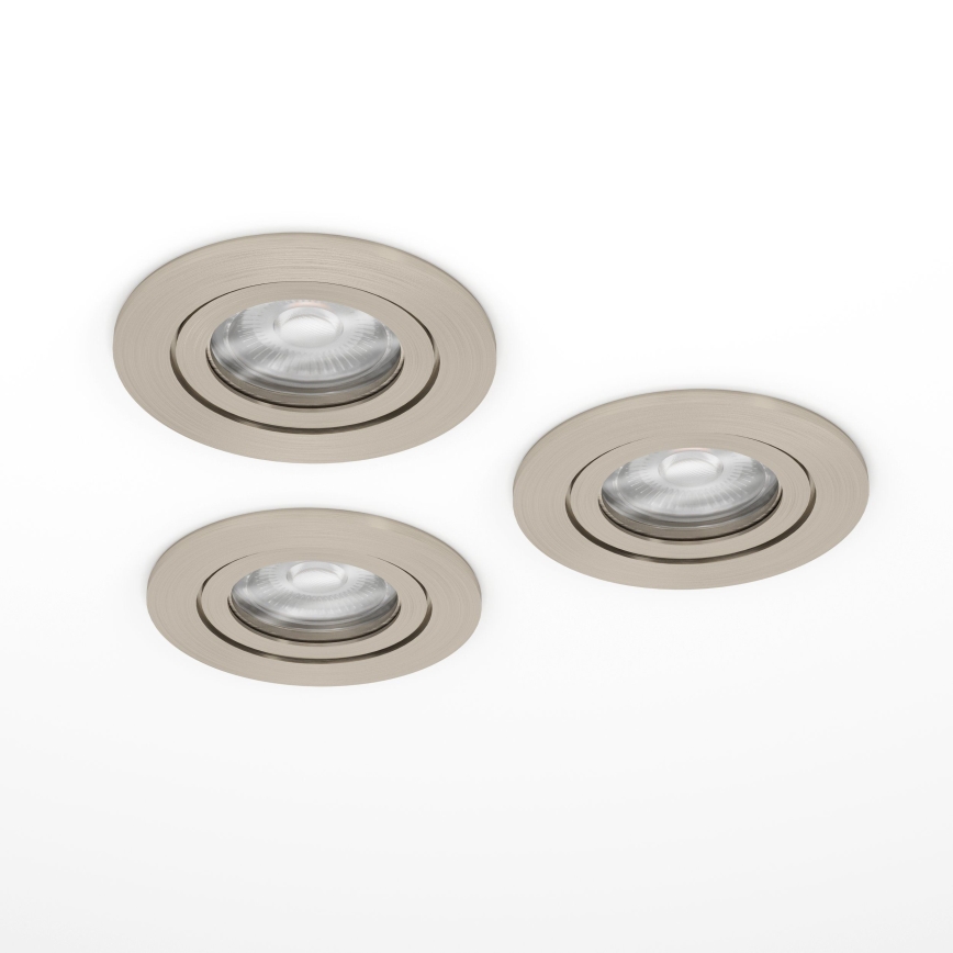 Eglo - Set of 3 LED recessed spotlights, 1x GU10/4.5W/230V, matte chrome
