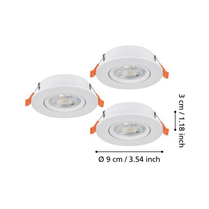 Eglo - Set of 3 LED recessed spotlights LED/4,8W/230V 2700/4000/6500K White