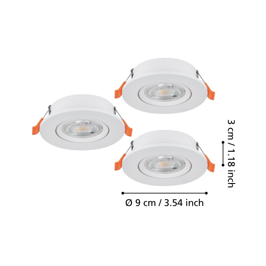 Eglo - Set of 3 LED recessed spotlights LED/4,8W/230V 2700/4000/6500K White