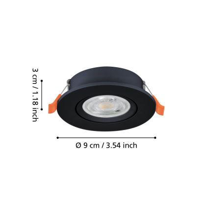 Eglo - LED recessed spotlight LED/4,8W/230V 2700/4000/6500K black