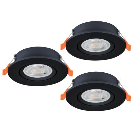 Eglo - Set of 3 LED recessed spotlights, 4.8 W, 230 V, 2700/4000/6500 K, Black