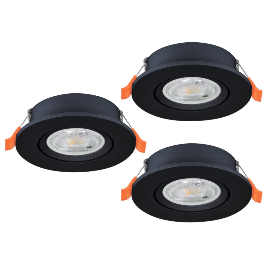 Eglo - Set of 3 LED recessed spotlights, 4.8 W, 230 V, 2700/4000/6500 K, Black
