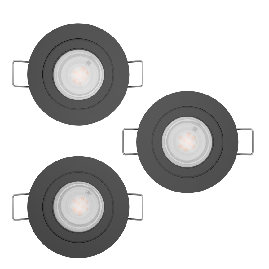 Eglo - Set of 3 LED recessed spotlights, 4.8 W, 230 V, 2700/4000/6500 K, Black