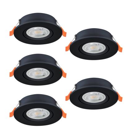 Eglo - Set of 5 LED recessed spotlights LED/4.8W/230V 2700/4000/6500K black