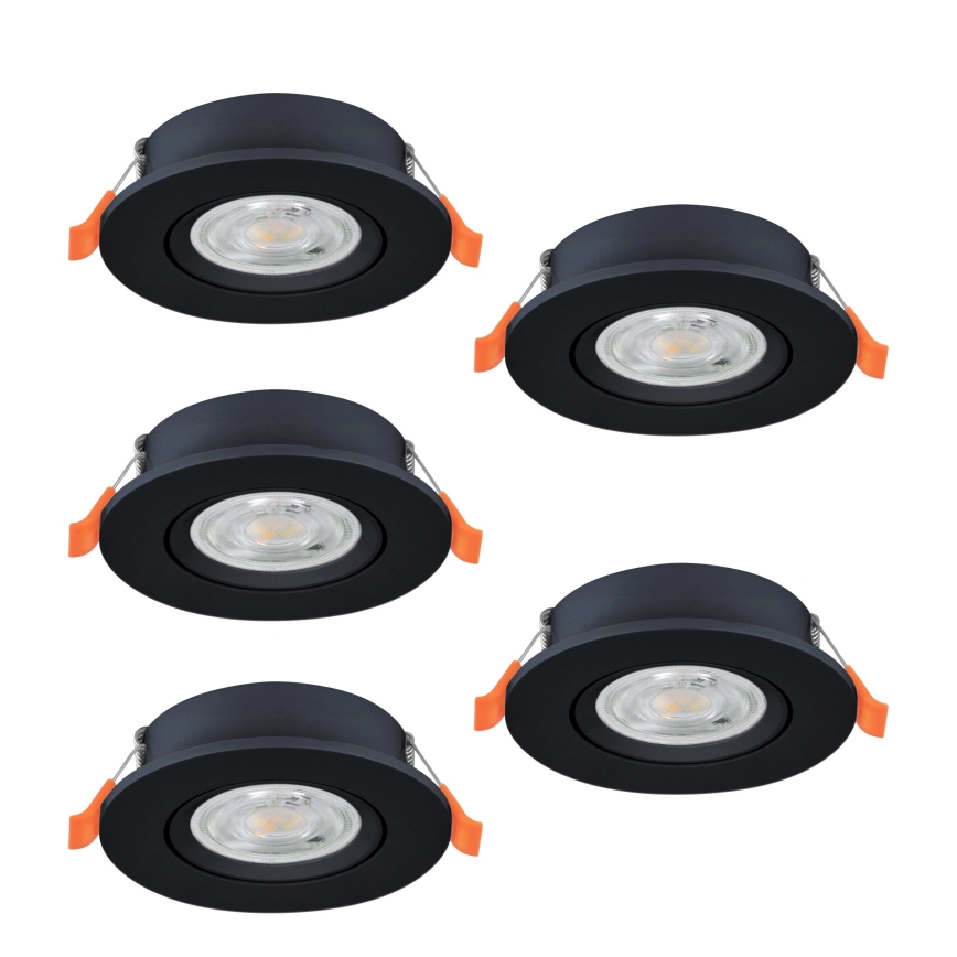 Eglo - Set of 5 LED recessed spotlights LED/4.8W/230V 2700/4000/6500K black