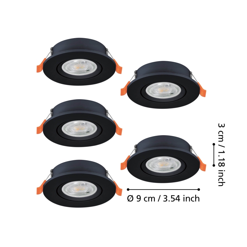 Eglo - Set of 5 LED recessed spotlights LED/4.8W/230V 2700/4000/6500K black