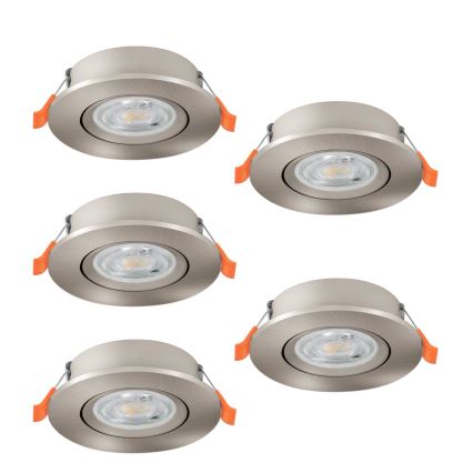 Eglo - Set of 5 LED recessed downlights, 4.8 W, 230 V, 2700/4000/6500 K, matte chrome