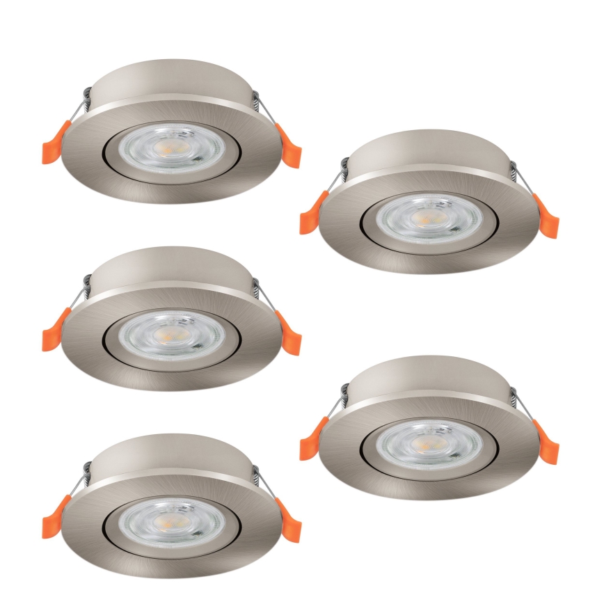 Eglo - Set of 5 LED recessed downlights, 4.8 W, 230 V, 2700/4000/6500 K, matte chrome