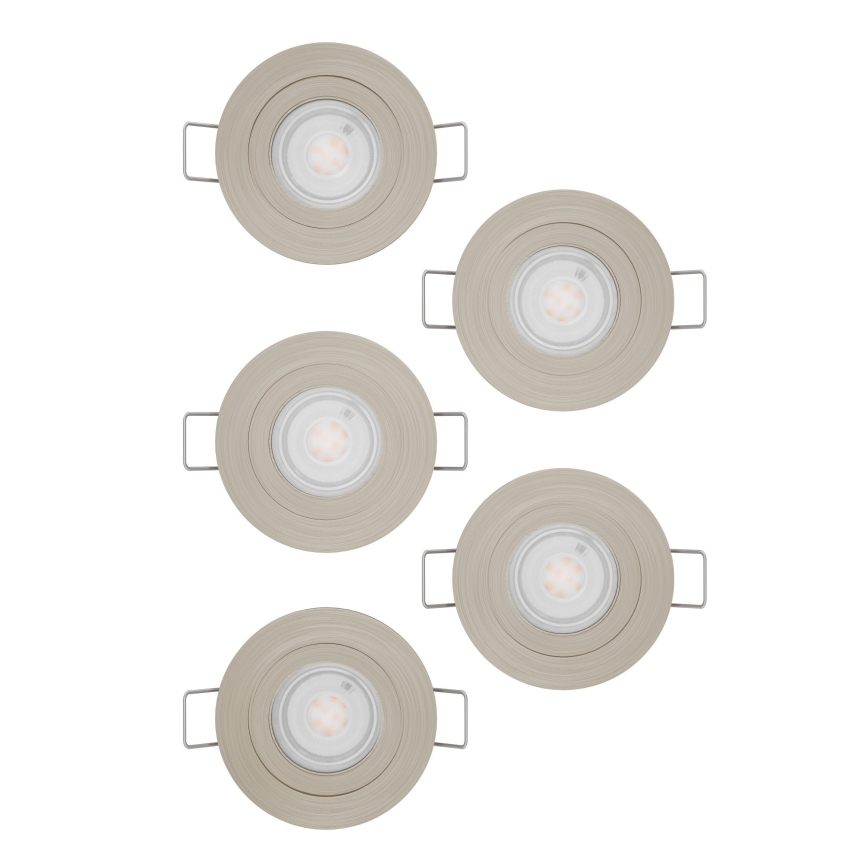 Eglo - Set of 5 LED recessed downlights, 4.8 W, 230 V, 2700/4000/6500 K, matte chrome