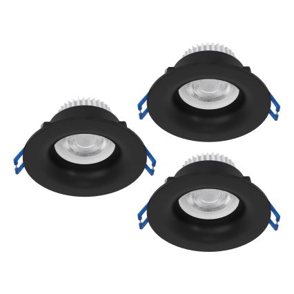 Eglo - Set of 3 LED Bathroom Recessed Downlights, LED/4.9W/230V, 2700/4000/6500K, Ø 8.8 cm, IP65, Black