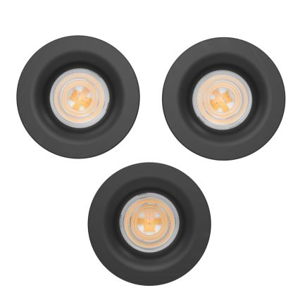 Eglo - Set of 3 LED Bathroom Recessed Downlights, LED/4.9W/230V, 2700/4000/6500K, Ø 8.8 cm, IP65, Black