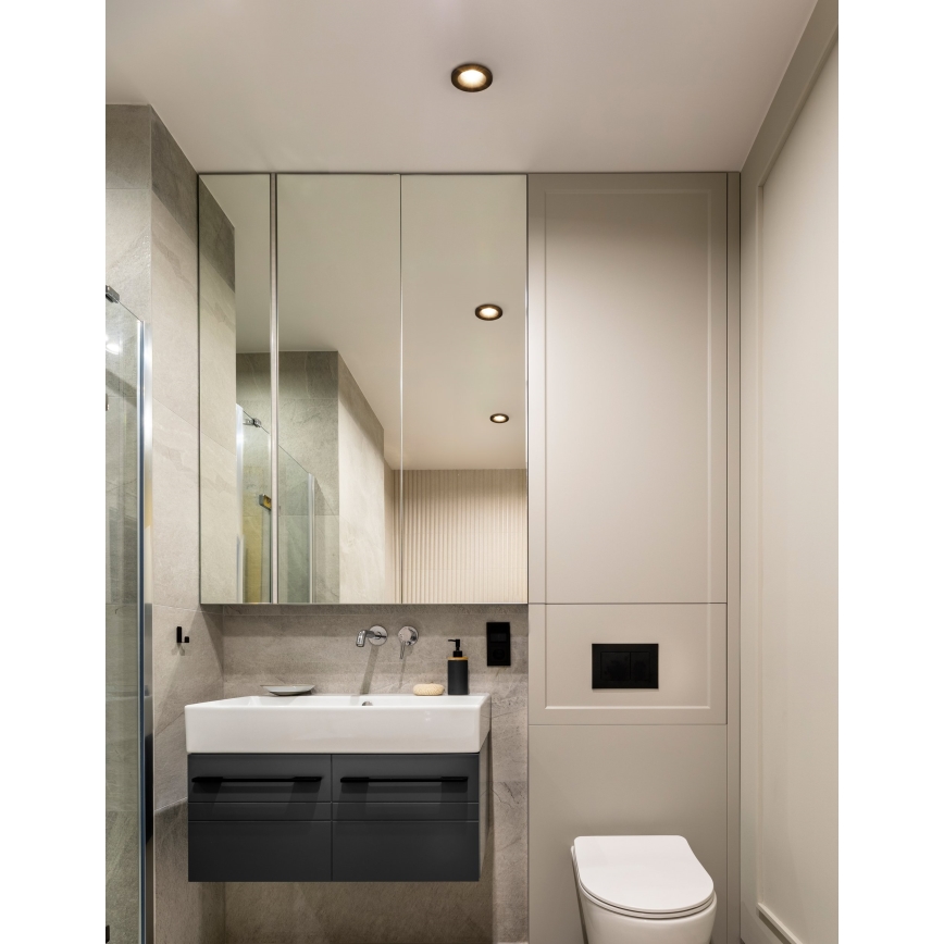 Eglo - Set of 3 LED Bathroom Recessed Downlights, LED/4.9W/230V, 2700/4000/6500K, Ø 8.8 cm, IP65, Black