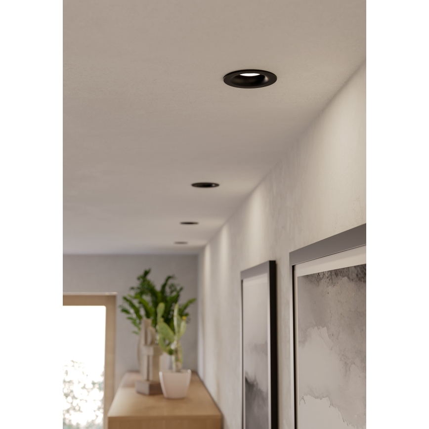 Eglo - Set of 3 LED Bathroom Recessed Downlights, LED/4.9W/230V, 2700/4000/6500K, Ø 8.8 cm, IP65, Black