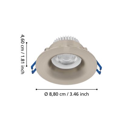Eglo - LED Bathroom recessed ceiling light LED/4.9W/230V 2700/4000/6500K Ø 8.8 cm IP65 matte chrome
