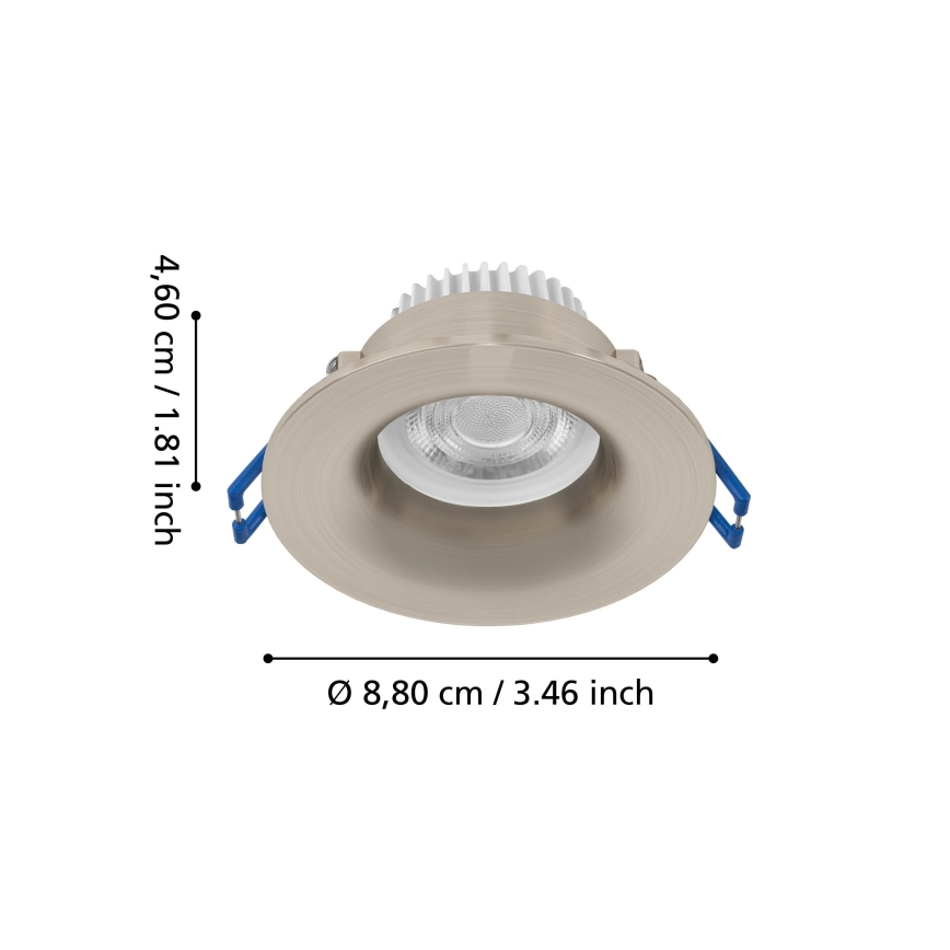Eglo - LED Bathroom recessed ceiling light LED/4.9W/230V 2700/4000/6500K Ø 8.8 cm IP65 matte chrome