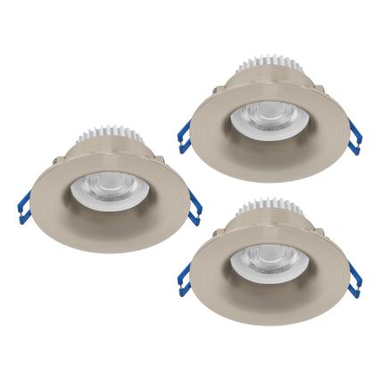 Eglo - Set of 3 LED bathroom recessed downlights LED/4.9W/230V 2700/4000/6500K dia. 8.8 cm IP65 matte chrome