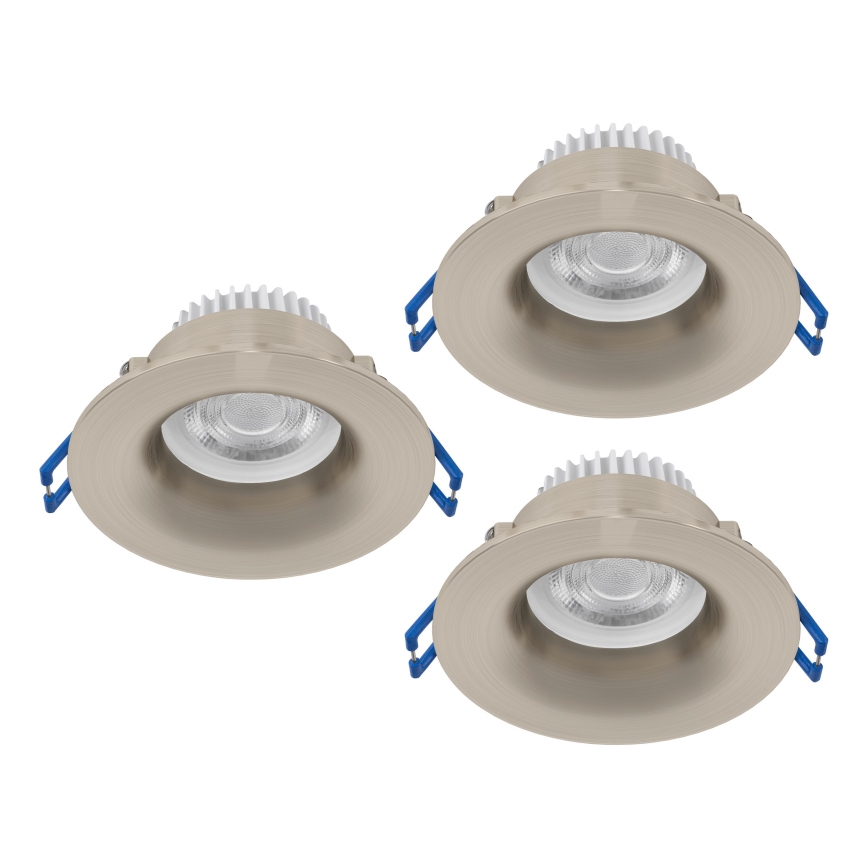 Eglo - Set of 3 LED bathroom recessed downlights LED/4.9W/230V 2700/4000/6500K dia. 8.8 cm IP65 matte chrome