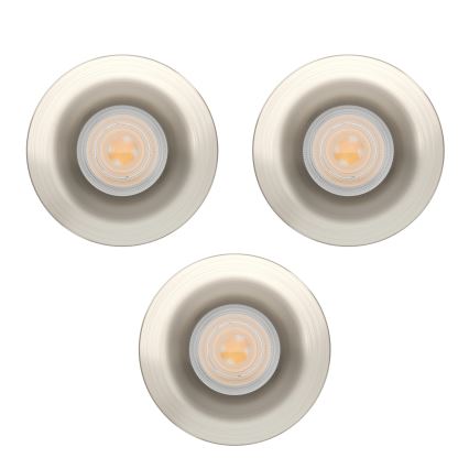 Eglo - Set of 3 LED bathroom recessed downlights LED/4.9W/230V 2700/4000/6500K dia. 8.8 cm IP65 matte chrome