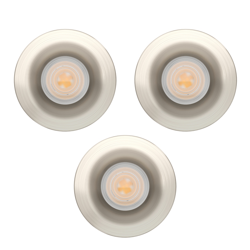 Eglo - Set of 3 LED bathroom recessed downlights LED/4.9W/230V 2700/4000/6500K dia. 8.8 cm IP65 matte chrome