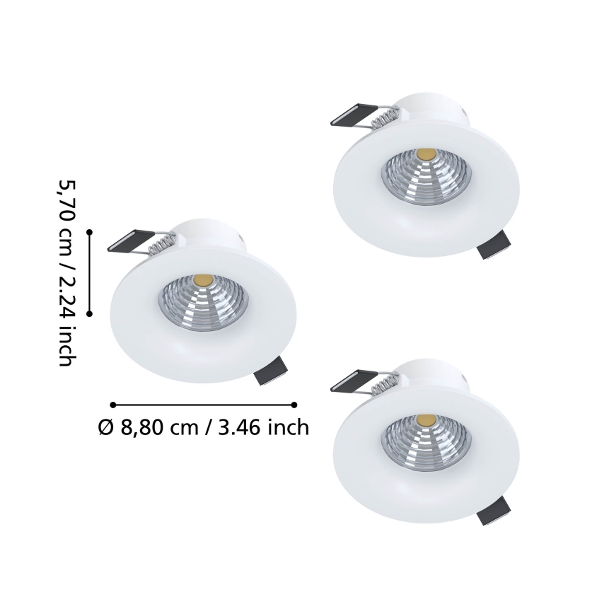 Eglo - Set of 3 Dimmable LED recessed downlights LED/4,8W/230V dia. 8,8 cm white