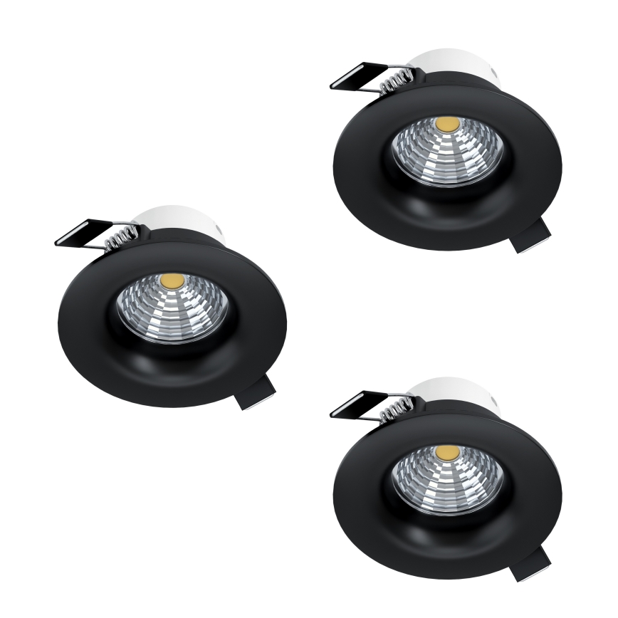 Eglo - Set of 3 Dimmable LED Recessed Downlights LED/4.8W/230V Ø 8.8 cm Black