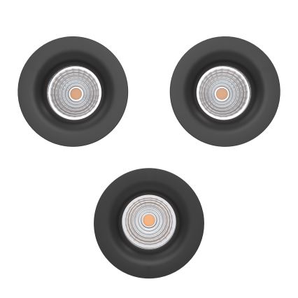 Eglo - Set of 3 Dimmable LED Recessed Downlights LED/4.8W/230V Ø 8.8 cm Black