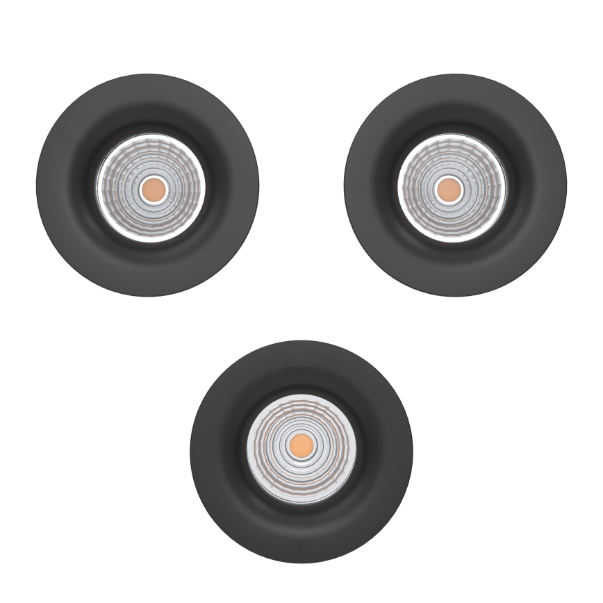 Eglo - Set of 3 Dimmable LED Recessed Downlights LED/4.8W/230V Ø 8.8 cm Black