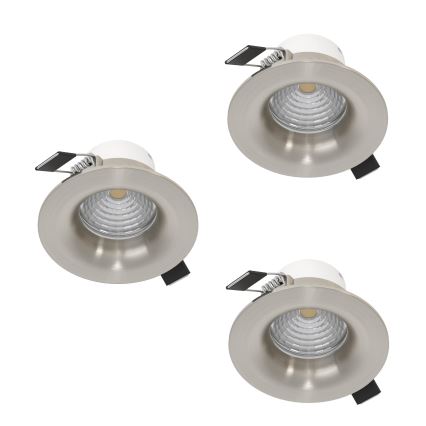 Eglo - Set of 3 dimmable LED recessed downlights LED/4.8W/230V Ø 8.8 cm matte chrome