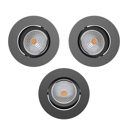 Eglo - Set of 3 Dimmable LED Recessed Downlights LED/6.4W/230V Ø 8.8 cm Black