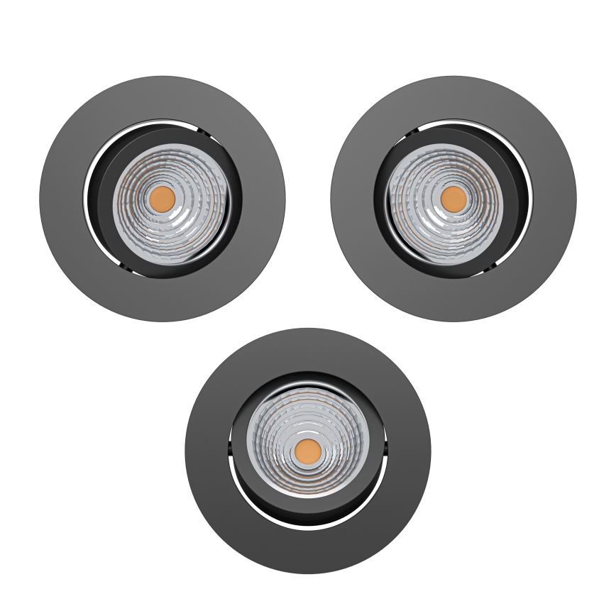 Eglo - Set of 3 Dimmable LED Recessed Downlights LED/6.4W/230V Ø 8.8 cm Black