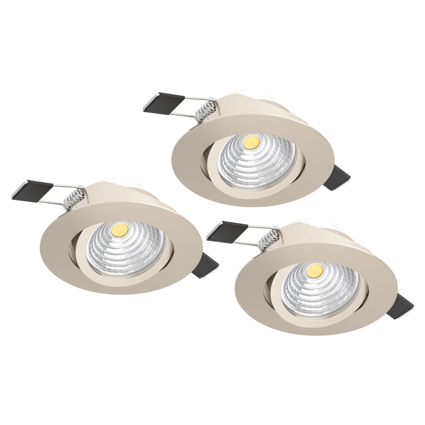 Eglo - Set of 3 Dimmable LED Recessed Ceiling Lights LED/6.4W/230V Ø 8.8 cm Matte Chrome