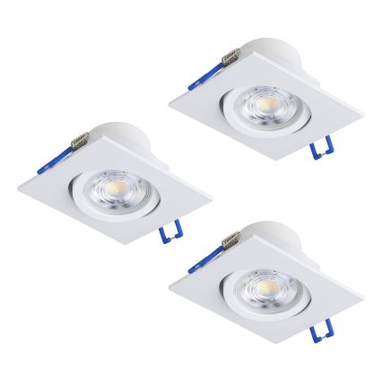 Eglo - Set of 3 Dimmable LED Recessed Downlights, 4.8W, 230V, 8.8 x 8.8 cm, White