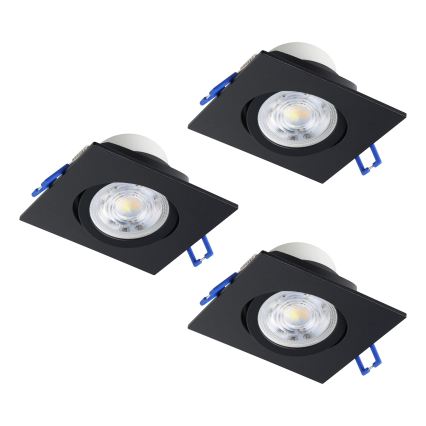 Eglo - Set of 3 Dimmable LED Recessed Ceiling Lights, LED/4.8W/230V, 8.8 x 8.8 cm, Black