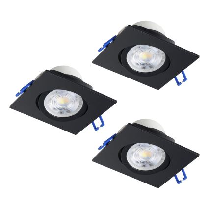 Eglo - Set of 3 dimmable LED recessed downlights LED/6.4W/230V 8.8x8.8 cm black