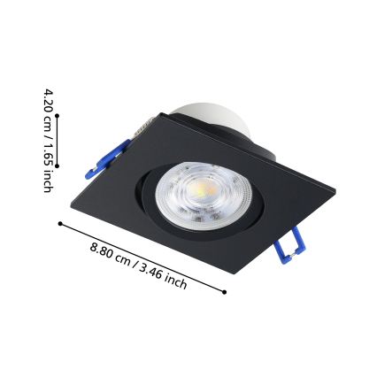 Eglo - Set of 3 dimmable LED recessed downlights LED/6.4W/230V 8.8x8.8 cm black
