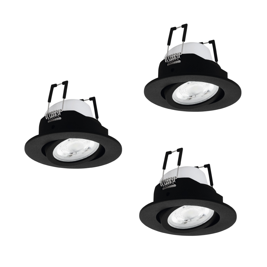 Eglo - Set of 3 LED RGBW dimmable recessed downlights LED/4,7W/230V 2700-6500K black